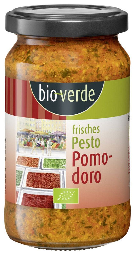 Frisches BIO VERDE TOMORROW PESTO aus grünen Bio-Zutaten in 165 g Glas, cremiger Pesto für Pasta und Gerichte