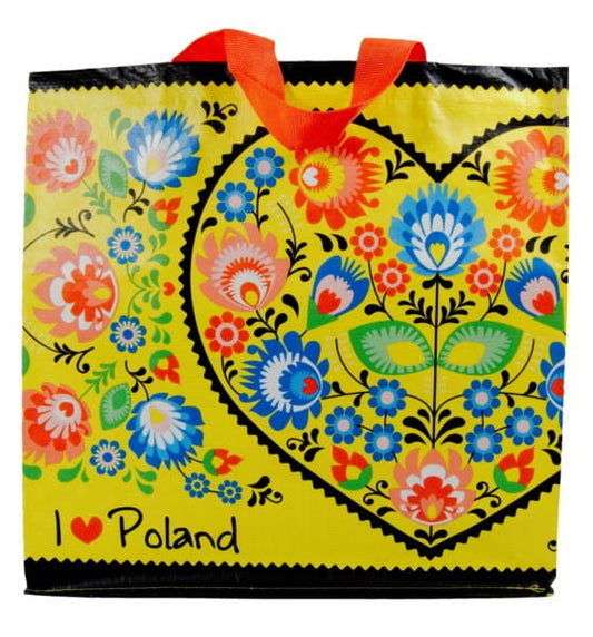 Gelbe FRASPO Tasche Z Pp Esy-Floresy Herz aus Kunstleder mit floralem Herzdesign, handlich und modisch.