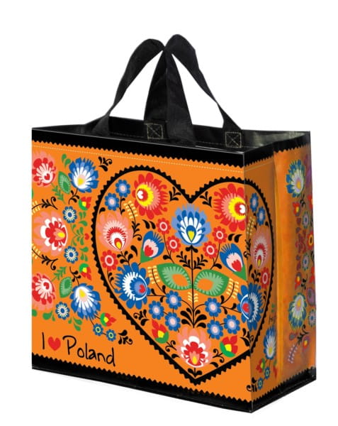 Orangene Herz-Tasche Z Pp Esy-Floresy von FRASPO, detailreiche Stofftasche mit bunten Blumenmustern, ideal für den Alltag.