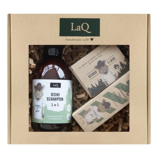 LAQ Wildschwein Kit mit Shampoo, Bartöl und Seife, Pflegeprodukte für Bart und Haut, natürliche Inhaltsstoffe, hochwertige Pflege