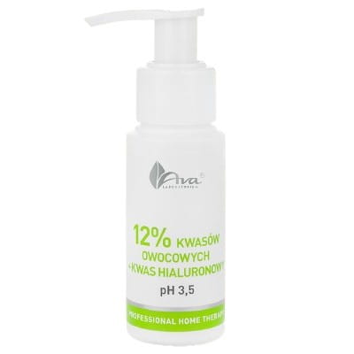 AVA PHT Peeling mit Fruchtsäuren und Hyaluronsäure von AVA LABORATORIUM, Flasche mit Produktbeschreibung und Inhaltsstoffen