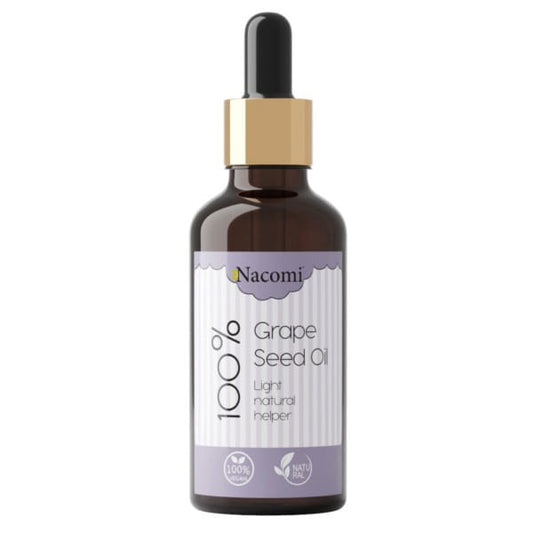 Nacomi Traubenkernöl in 50 ml Flasche mit Pipette, dunkelgrüner Behälter, ideal für Hautpflege und natürliche Schönheitsanwendung.