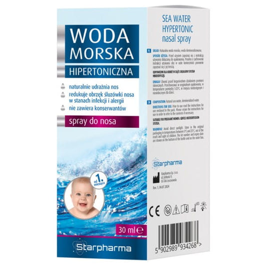 Hyperthones Meerwasser von IANA in 30 ml Flasche, ideal für Nasenspülungen und natürliche Befeuchtung der Nasenschleimhaut.