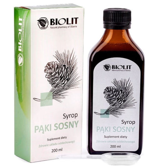 Biolite Kiefernknospen Sirup in 200 ml Flasche, naturbelassene Kiefernknospenextrakt, ideal für Tee und Hausmittel