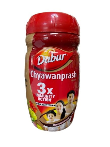 Dabur Chyawanprash 500 g Glas mit traditionellen Kräuterelixier, natürliche Nahrungsergänzung in braunem Glasbehälter