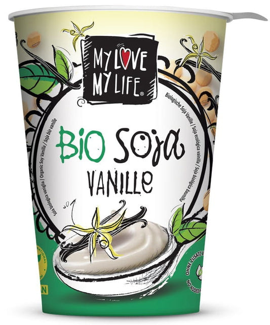 Bio Soja Vanille Dessert von MY LOVE MY LIFE in 400 g Dose, cremige und natürliche Vanillegeschmack, ideal für Desserts.