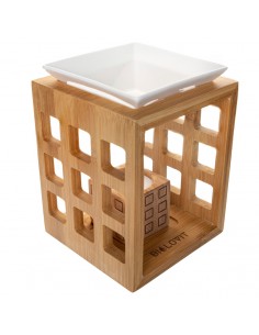 Bilovit Bambus-Aromakamin für ätherische Öle mit Keramiksockel, elegantes Design, sichtbarer Bambus und Keramikbasis