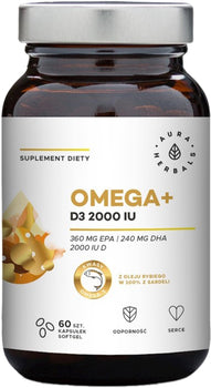 Omega + Vitamin D3 2000 IE 60 Kapseln AURA HERBALS Softgel - Biogo.de
