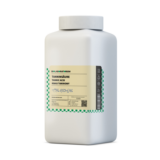 Tanninsäure 1kg von BioLaboratorium, feines Pulver in einem transparenten Beutel, für chemische und biologische Anwendungen