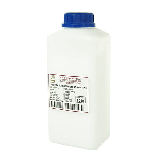 Magnesiumchlorid-Hexahydrat in 800 g Verpackung von STANLAB, chemisches Salz für verschiedene Anwendungen, klare Verpackung sichtbar