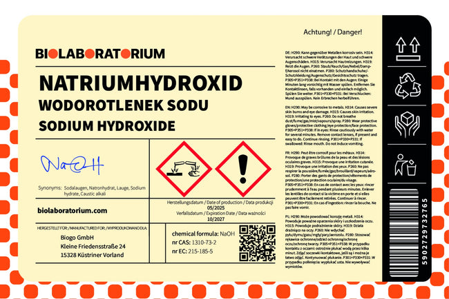 Ätznatron Natrium Hidroksida NaOH Larutan Soda Kaustik Granul 5 kg Biolaboratorium Main Image