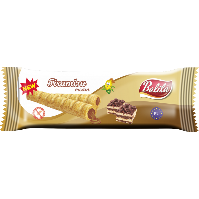 Balila Rurki Kukurydziane mit Tiramisu-Krem, glutenfrei, 18 g, Biogo.de, knusprige Snack-Alternative mit Kakaogeschmack