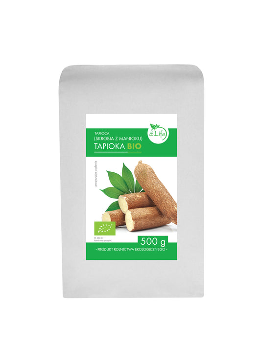Tapioka 500g von BIO LIFE, biologische Tapioka-Perlen in transparenter Verpackung, ideal für Desserts und asiatische Gerichte.