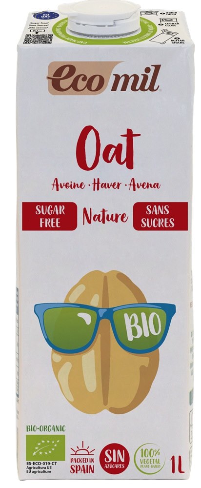 Bio-Haferdrink ohne Zucker von ECOMIL in 1-Liter-Flasche, cremige pflanzliche Milchalternative, ideal für vegane Ernährung