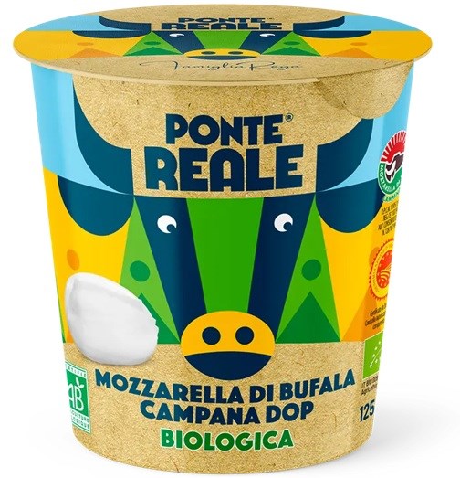 Bio-Mozzarella di bufala in Becher von Ponte Reale, 125 g, frischer italienischer Käse in natürlicher Verpackung