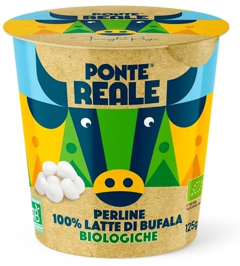 Mini Mozzarella di bufala BIO, Perline, 125 g, frische italienische Büffelmozzarella von Biogo.de, in einer transparenten Schale.