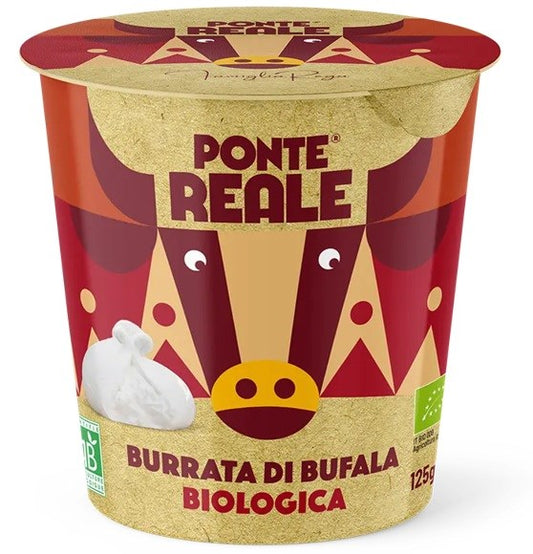 Burrata di bufala BIO von Biogo.de, 125 g, cremige italienische Käse mit frischer Buffalomilch auf weißem Hintergrund