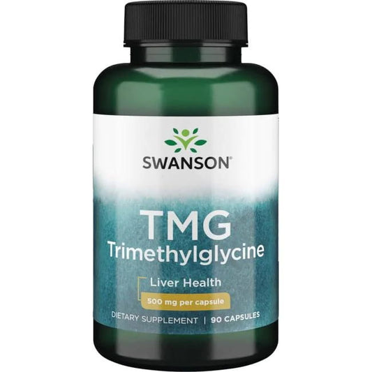 TMG Trimethylglycin 500 mg Kapseln, Nahrungsergänzung, von Swanson, 90 Stück, für den Stoffwechsel und die Lebergesundheit