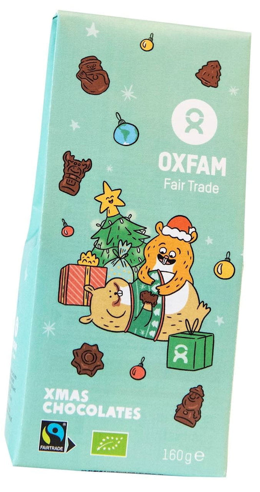 Schokoladen-Pralinen Fair Trade Christmas Mix Bio von OXFAM, 160 g, saisonale Bio-Schokoladenpralinen in festlicher Verpackung