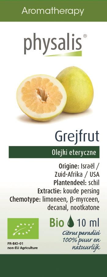 Bio-Ätherisches Öl aus Grapefruit (Pomelo) von Physalis in 10 ml Flasche, gelb-orange Farbe, natürliche Inhaltsstoffe