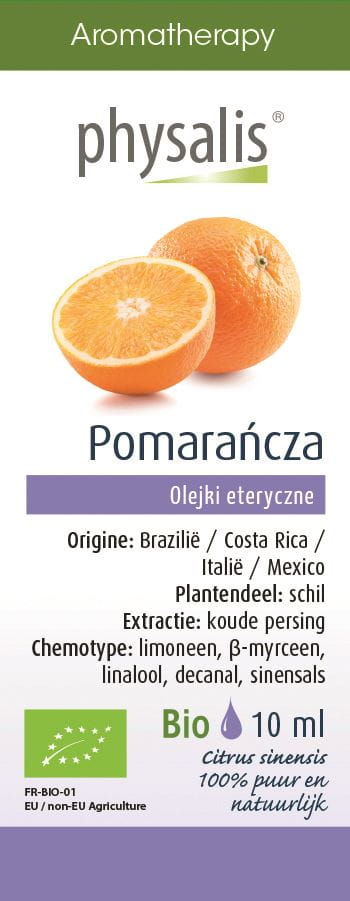 Biologisches chinesisches Orangenöl von Physalis in einer 10 ml Flasche, zeigt die orangefarbene Flüssigkeit.