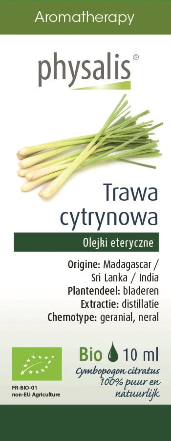 Bio Zitronengrasöl von PHYSALIS in 10 ml Flasche, frisch und ätherisch, perfekt für Aromatherapie und Naturkosmetik.