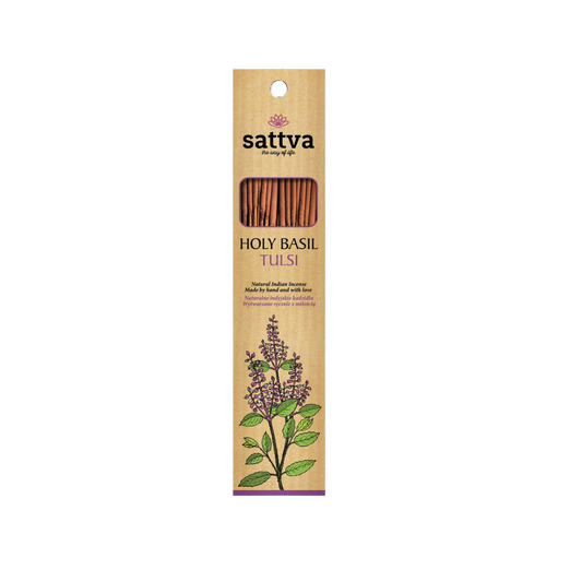 Indisches Tulsi-Getränk, 15 Stück, 30 g, SATTVA, getrocknete Tulsi-Blätter in Packung, traditionelles Kräutertee-Produkt