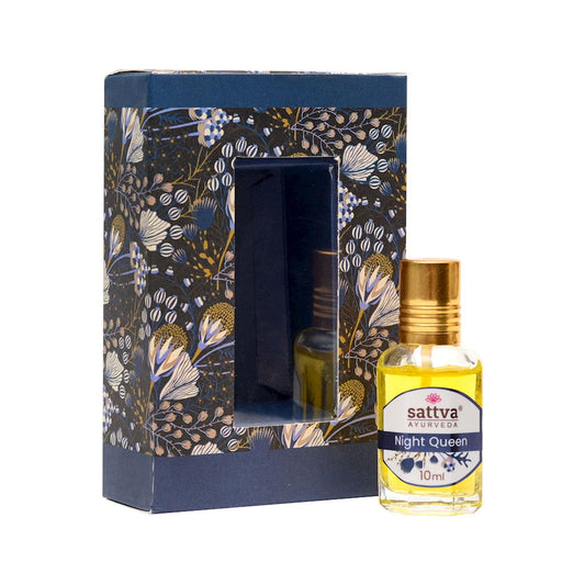 Düfte in Öl "Kingdom of the Night" von SATTVA, 10 ml Flasche mit dunklem Parfümöl, elegantes Design sichtbar