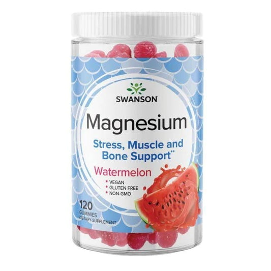 Schwanson Magnesiumzitrat-Gummibärchen mit Wassermelonen-Geschmack, 120 g, nährstoffreiche Nahrungsergänzung in Bärchenform