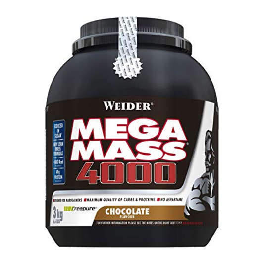 Weider Mega Mass 4000 Vanille-Geschmack, 3000 g, Protein- und Masseaufbau Pulver, cremige Vanille-Optik in der Schüssel
