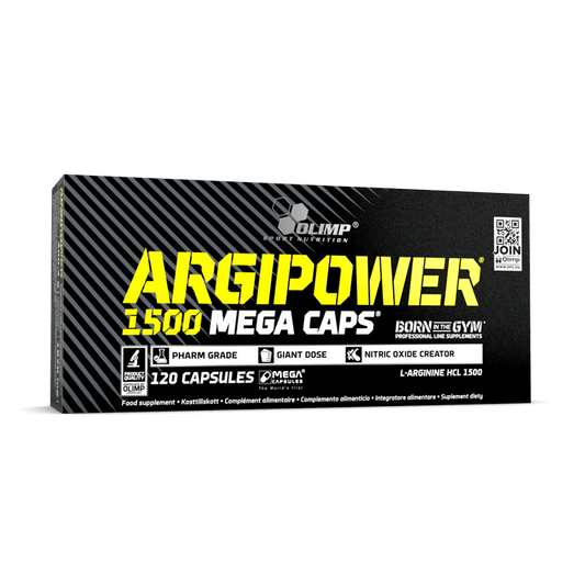 Olimp ARGI POWER 120 Kapseln, Nahrungsergänzungsmittel mit Arginin, sichtbare Kapseln in einer Packung
