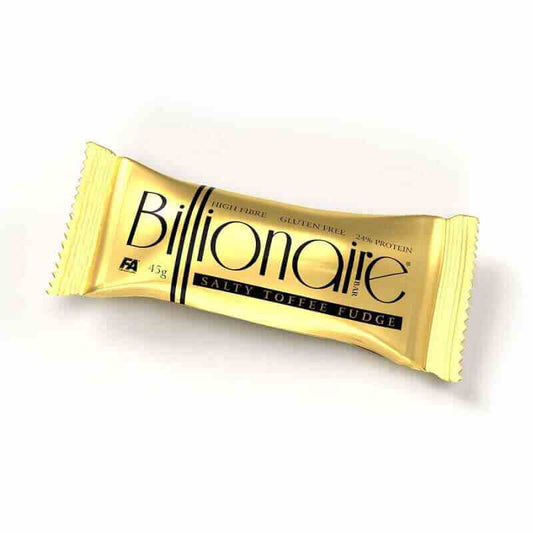 FA Billionaire Protein-Riegel 45 g mit gesalzenem Toffee-Geschmack, Schokoladen- und Toffee-Details, Nährstoffreiches Sportler-Produkt