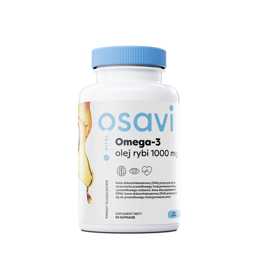Osavi Omega 3 Fischöl Kapseln mit Zitronengeschmack, 1000 mg, 60 Stück, gesundes Fischöl in praktischer Verpackung