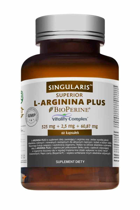 Singularis Superior L-Arginin Plus 525 mg Kapseln, 60 Stück, offene Dose mit Kapseln, gesundheitsförderndes Nahrungsergänzungsmittel