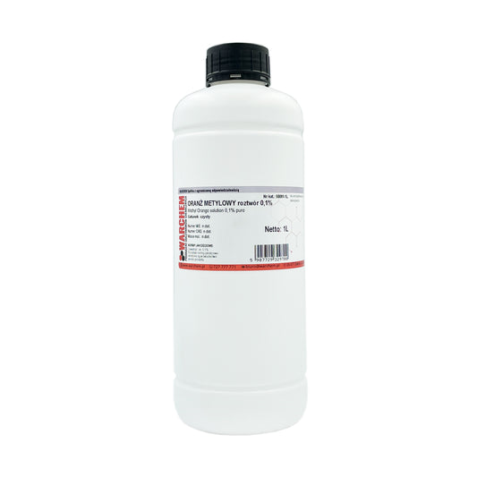 METHYL ORANGE Lösung 0,1% in 1L Flasche, chemisches Reagenz, gelbe Flüssigkeit, für chemische Analysen, von Biogo.de