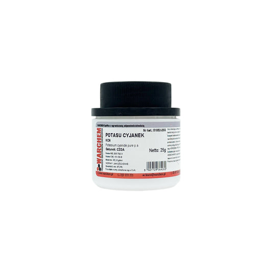 Potassium Hydrogenate CZDA 25g von Biogo.de, chemische Substanz in Wasserflasche auf weißem Hintergrund.