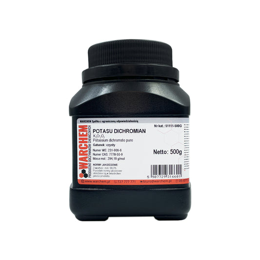 Reines Kaliumdichromat in 500g Verpackung, chemische Substanz, gelbe Kristalle, für Laboranwendungen, von WARCHEM.