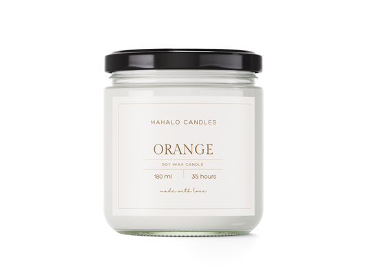 Sojawachs-Kerze 180ml ORANGE Handmade MahaloCandles - Biogo.de