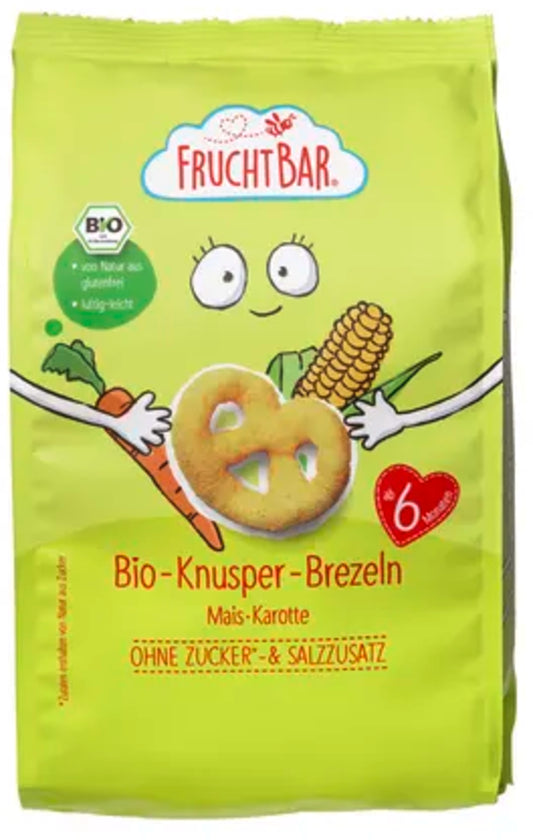 Karotten-Majs-Pretzels, över 6 månader EKO 25 g FRUCHTBAR