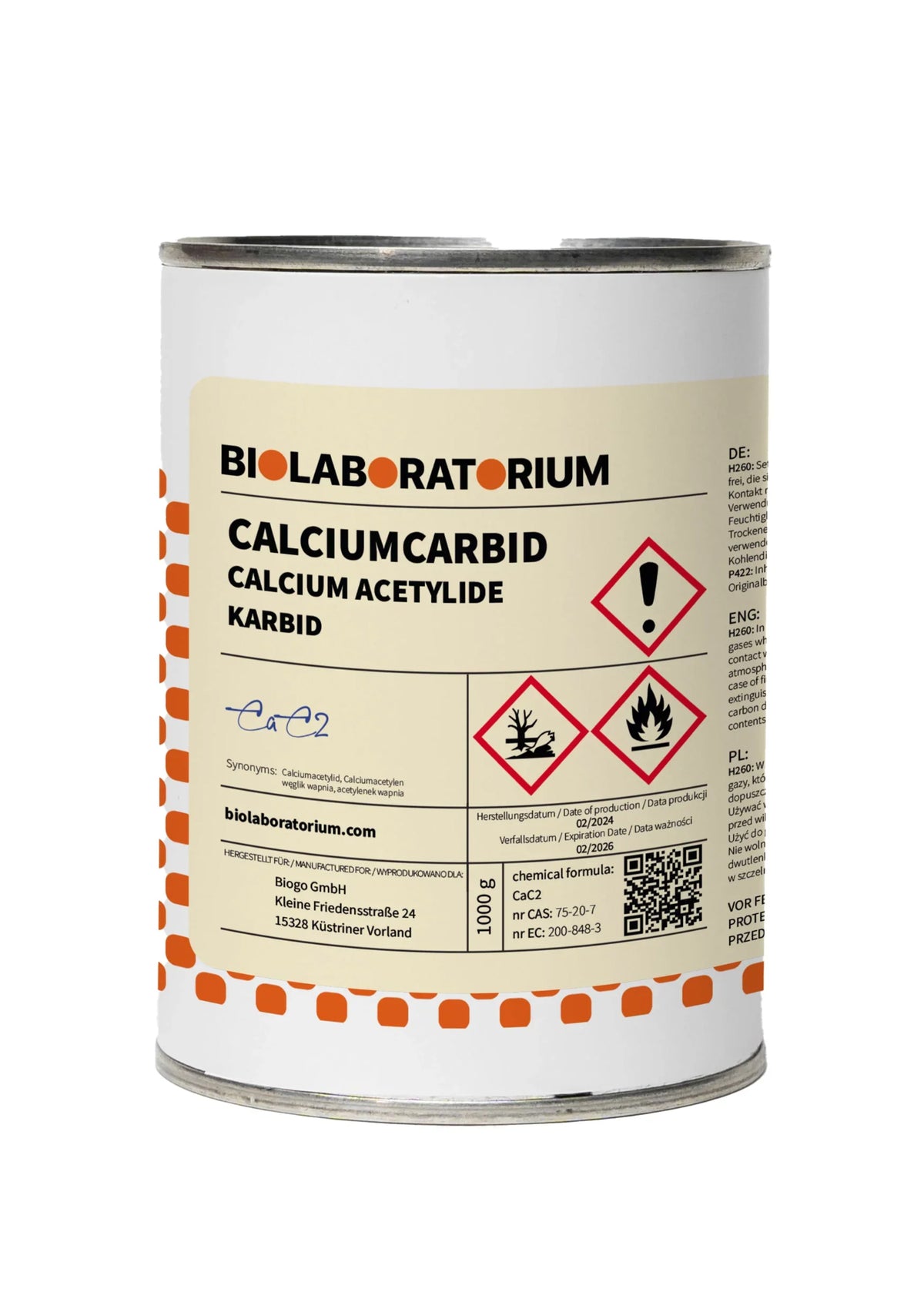 Calciumcarbide 1kg BIOLABORATORIUM