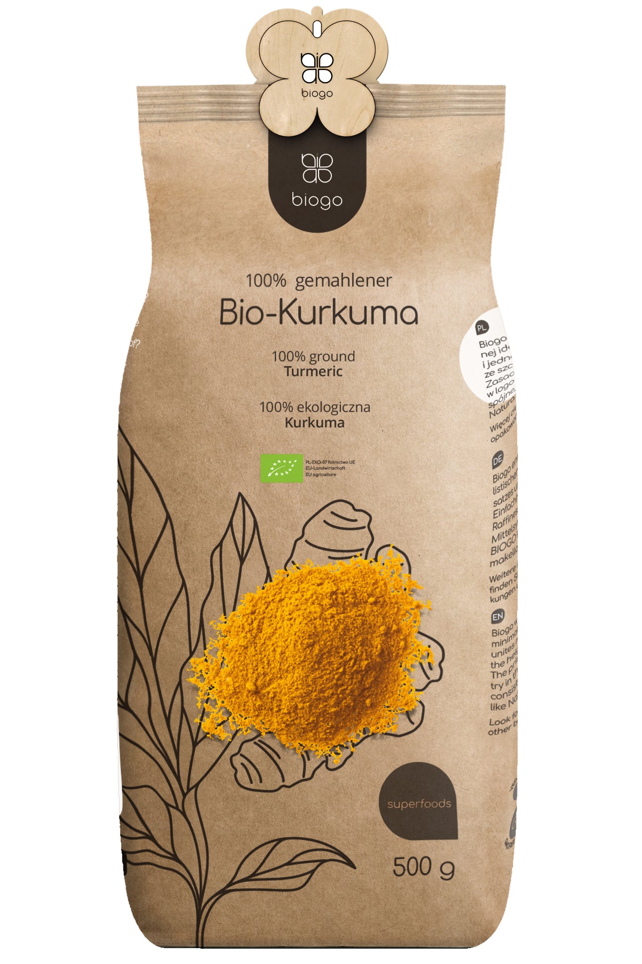 Curcuma moulu bio 500 g BIOGO Image principale du produit