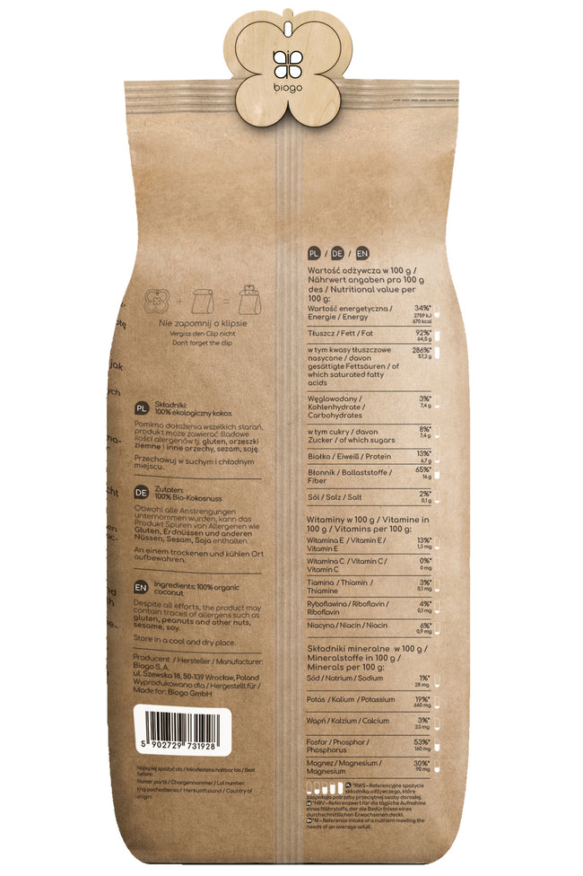 Fulgi de nucă de cocos bio 500 g BIOGO Main Image