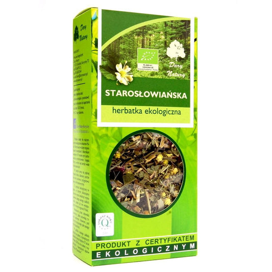 Bio Altslawischer Tee von DARY NATURY in einer 50 g Verpackung, mit frischen Kräutern und natürlichen Zutaten.