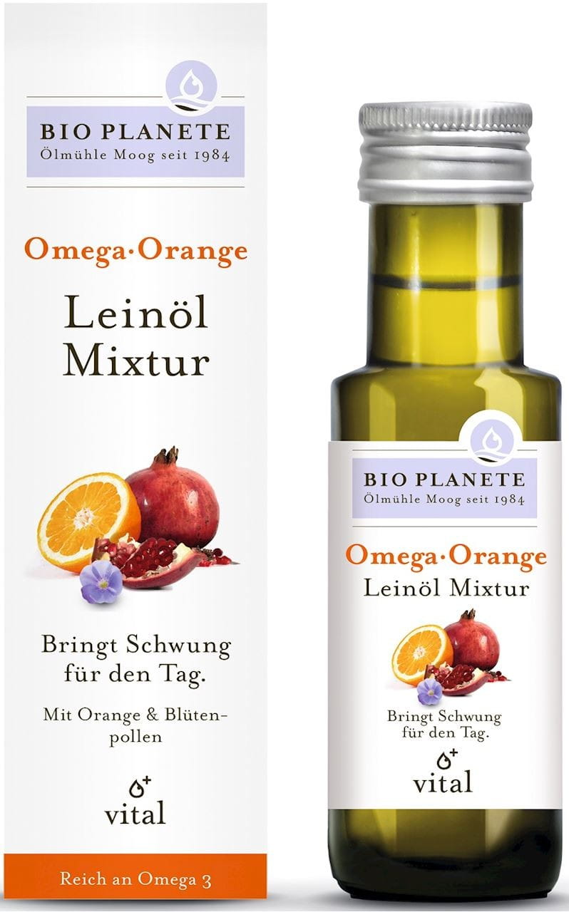 Omega Orange - eine Mischung mit Leinöl (Orange und Pollen) BIO 100 ml - BIO PLANETE