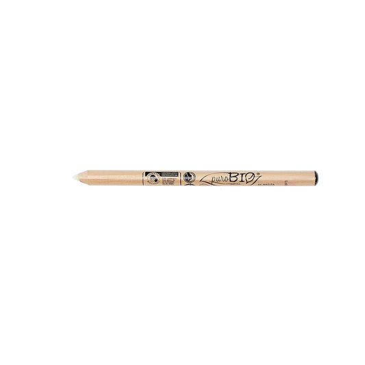 PUROBIO Augen- und Lippenkonturenstift 44, gelber Make-up-Stift für präzise Konturen, Nahaufnahme des Stifts auf weißem Hintergrund