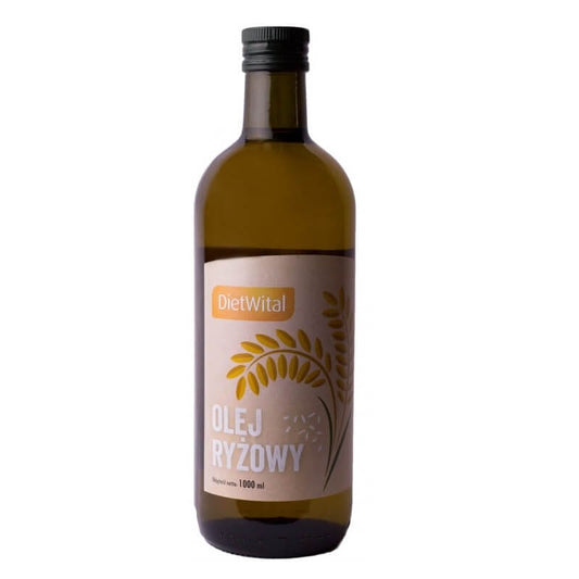 Reisöl von DIETWITAL in einer 1000 ml Flasche, flüssiges Pflanzenöl, ideal für Kochen und Hautpflege.