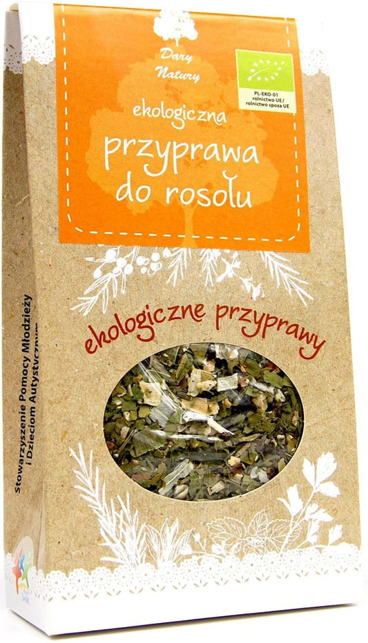 BIO-Brühenwürze von DARY NATURY, 50 g, getrocknete Kräuterwürze in Glasbehälter, naturbelassen für gesunde Suppen und Eintöpfe