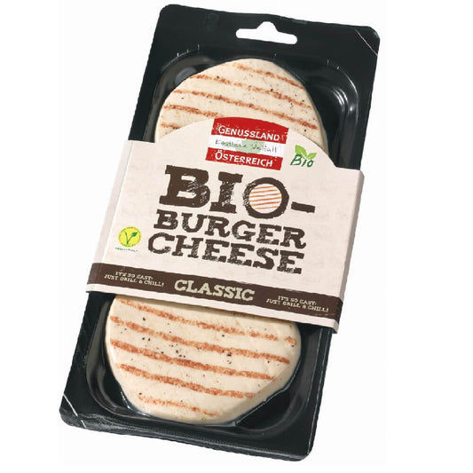 Bio Grillkäse von CONCEPT FRESH, 160 g, gegrillter Käse mit goldener Kruste auf einem Teller.
