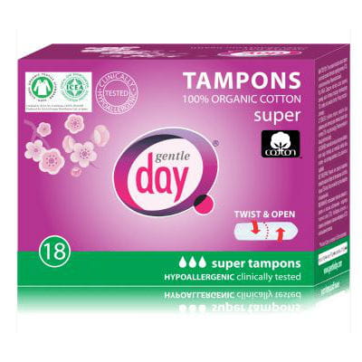 Tampons aus 100 % Bio-Baumwolle - super 18 Stück - GENTLE DAY