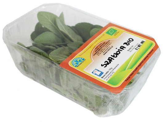 Frischer, biologischer Salbei von BIO PLANET, polnisch, ca. 50 g, mit grünen Blättern und zarten Stielen.